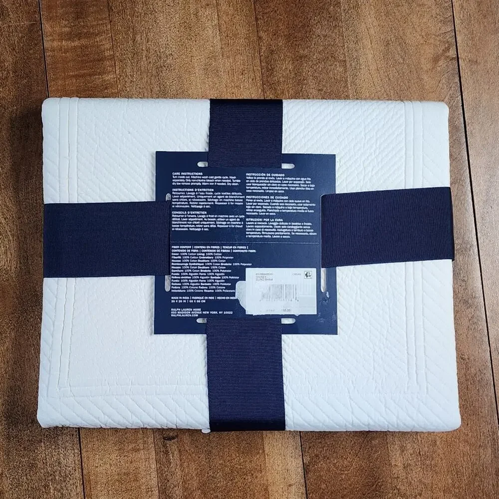 Ralph Lauren White Quilted Elisabetta Euro Pillow Sham NWT